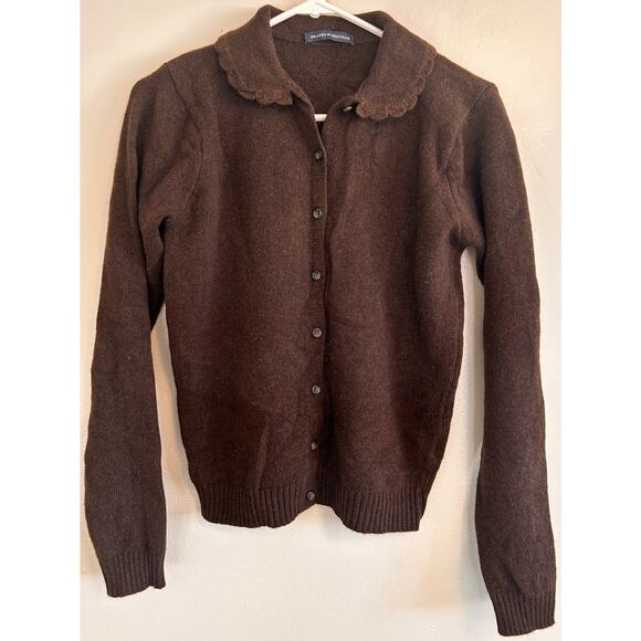 Brandy Melville Sweaters - Brandy Melville Brown Wool Blend Scalloped Collar Cardigan